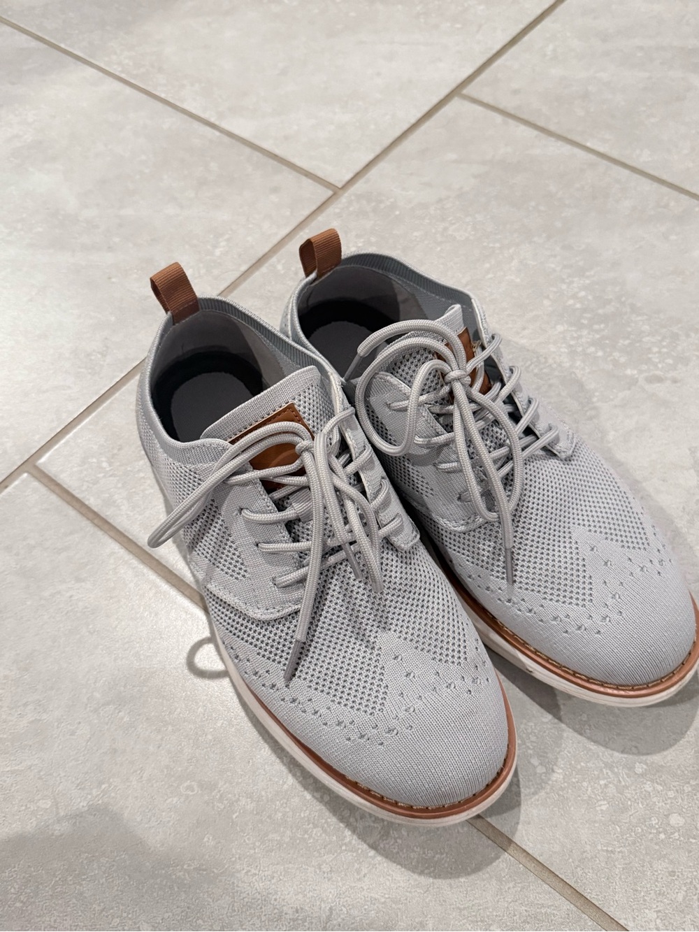 Men's Light Gray Knit Lace-Up Casual Shoes